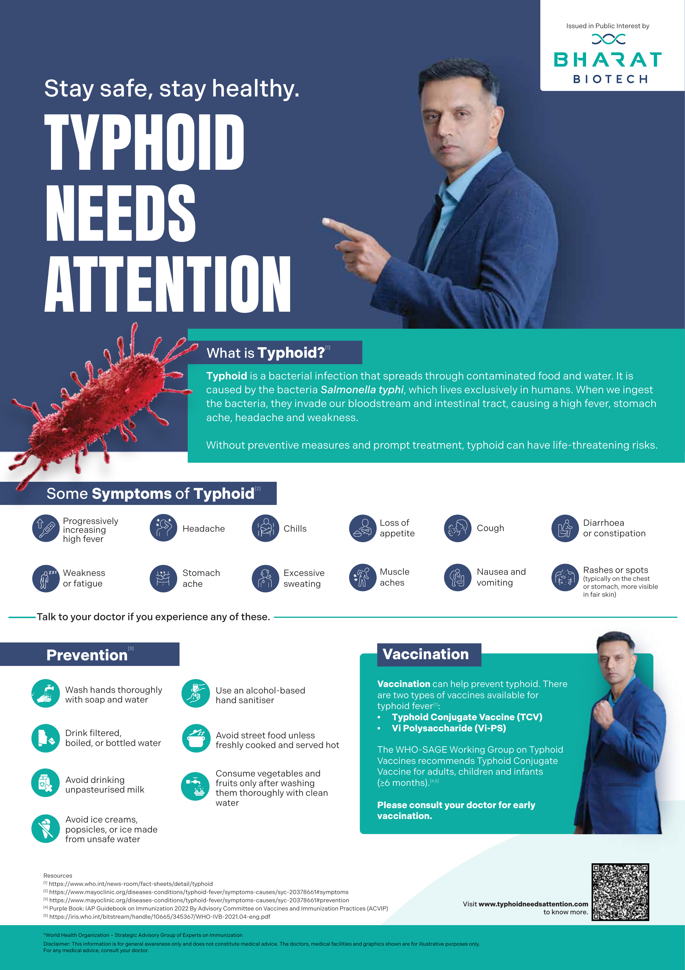 Typhoid Needs Attention educational infographic poster